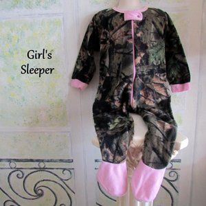 LITTLE GIRL'S S CAMO & PINK FOOTED FLEECE BLANKET SLEEPER, TRAIL CREST 1-PIECE